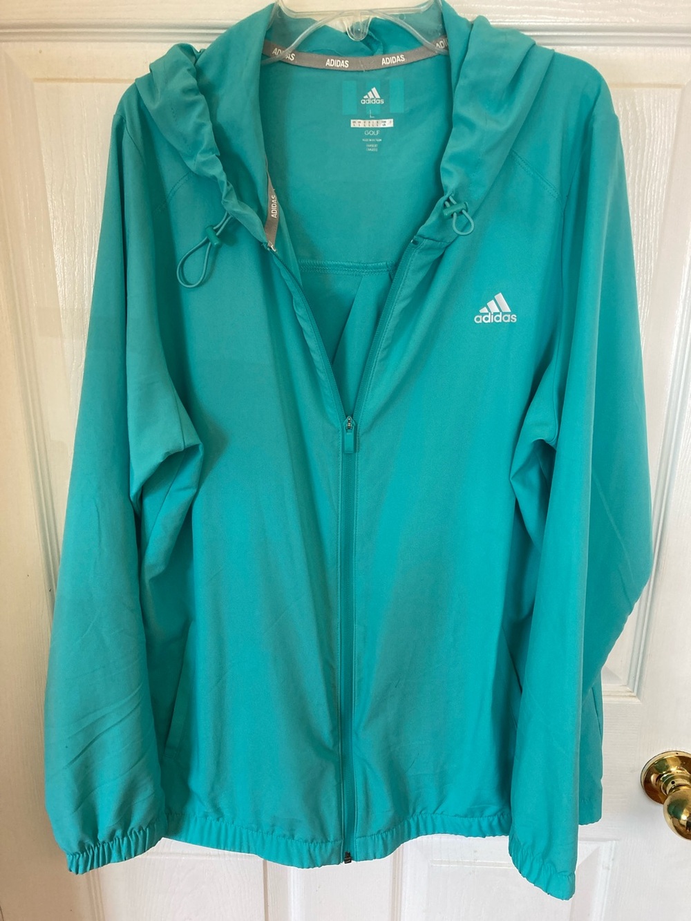 adidas Mint Green Full-Zip Hooded Golf Jacket